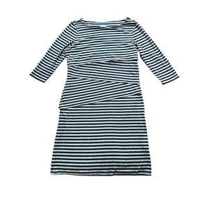 J McLaughlin Nicola Shift Dress Large Blue Green Catalina Cloth Layered Career